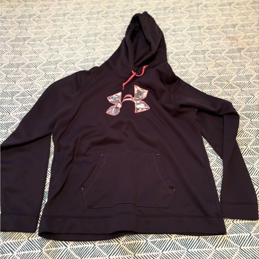 Under Armour Black Hoodie with Coral Accents